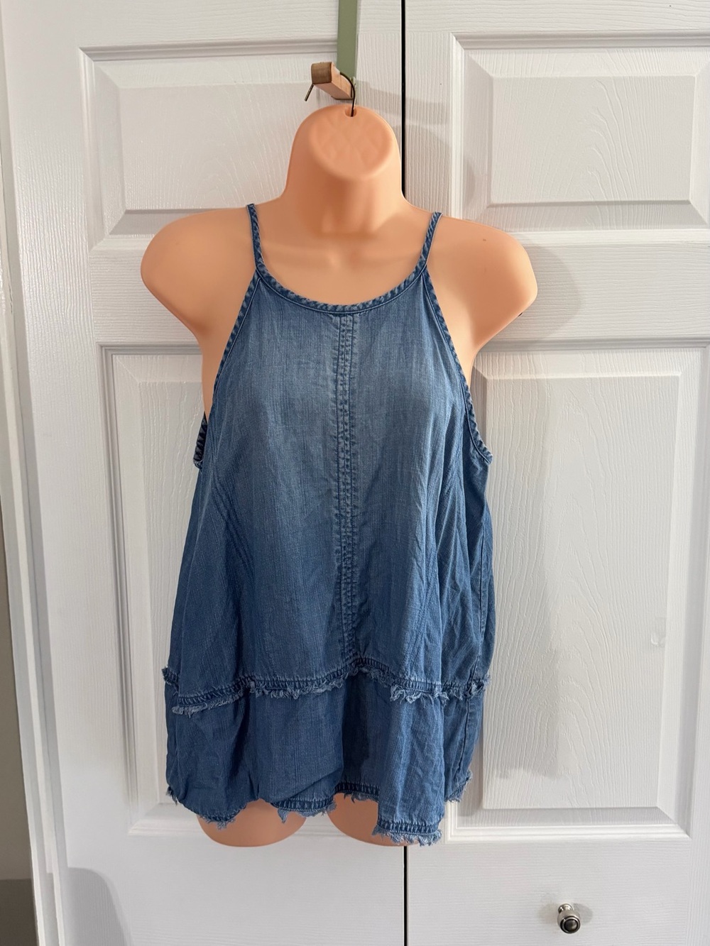 cloth & stone Blue Denim-Look Halter Tank Top
